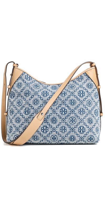 Tory Burch Tory Burch T Monogram Denim Messenger Bag Powder Blue One