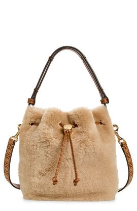 Tory Burch Tory Burch T Monogram Genuine Shearling Bucket Bag