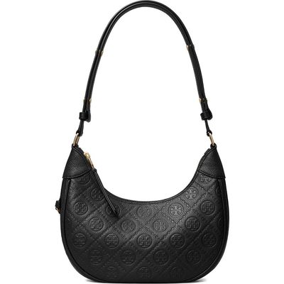 Tory Burch Tory Burch T Monogram Pebble Leather Crescent Shoulder Bag