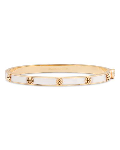 Tory Burch Tory Burch Thin Icon Double T & Mother Of Pearl Bangle Bracelet