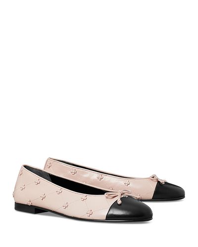 Tory Burch Tory Burch Women's Bunny Knot Cap Toe Leather Ballet Flats