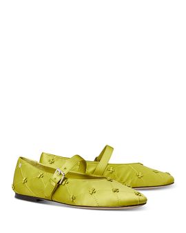 Tory Burch Tory Burch Women's Bunny Knot Silk Satin Mary Janes