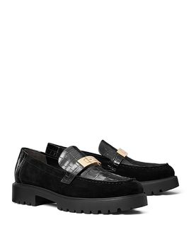 Tory Burch Tory Burch Women's LeeLee Embossed Leather & Suede Lug Loafers