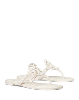 Tory Burch Tory Burch Women's Miller Knotted Imitation Pearl Suede Sandals