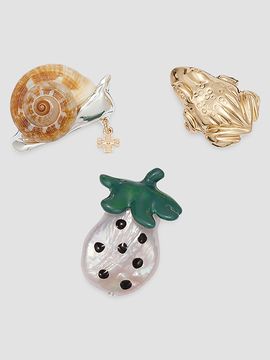 Tory Burch Women's Curiosity 3-Piece 18K-Gold-Plated & Mixed-Media Pin Set