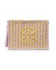 Tory Burch Women's Ella Two-Tone Logo Straw Wristlet Pouch - 5