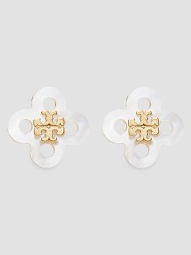 Tory Burch Women's Forget Me Not 18K-Gold-Plated & Mother-Of-Pearl Clover Stud Earrings