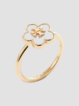 Tory Burch Women's Forget Me Not 18K-Gold-Plated & Mother-Of-Pearl Ring