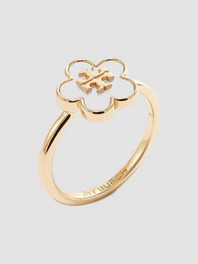 Tory Burch Women's Forget Me Not 18K-Gold-Plated & Mother-Of-Pearl Ring