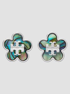 Tory Burch Women's Forget Me Not Silvertone & Mother-Of-Pearl Stud Earrings