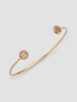 Tory Burch Women's Icon 18K-Gold-Plated & Cubic Zirconia Logo Cuff