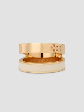 Tory Burch Women's Icon 18K-Gold-Plated & Enamel Double-Band Ring