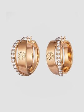 Tory Burch Women's Icon Pavé Double Hoop Earrings