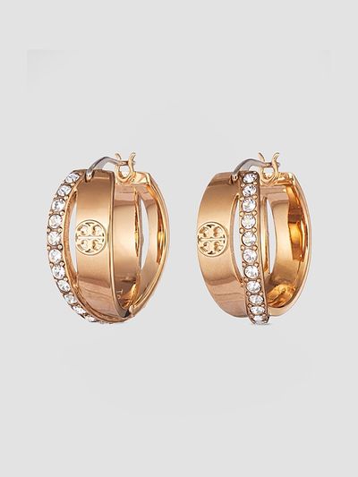 Tory Burch Women's Icon Pavé Double Hoop Earrings