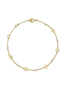 Tory Burch Women's Kira 18K-Gold-Plated & Cultured Pearl Bracelet/7.2"