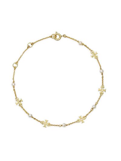 Tory Burch Women's Kira 18K-Gold-Plated & Cultured Pearl Bracelet/7.2"