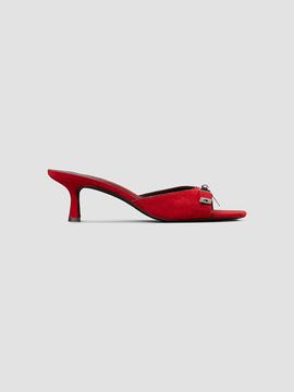 Tory Burch Women's Lock 55MM Suede Kitten-Heel Sandals