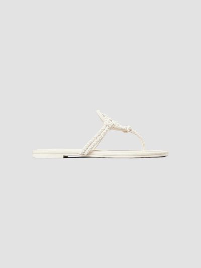 Tory Burch Women's Miller Imitation Pearl-Embellished Knotted Suede Sandals