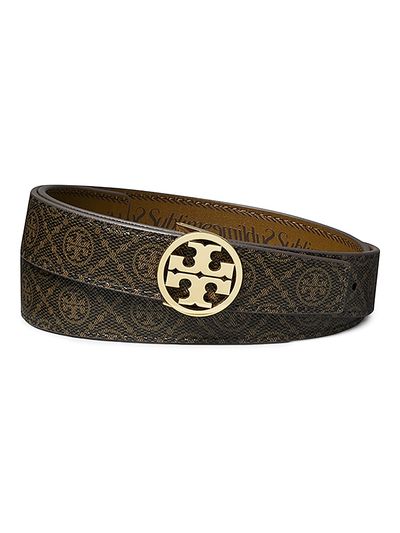 Tory Burch Women's Miller Monogram Coated Canvas Belt