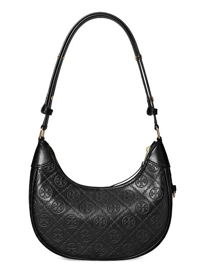 Tory Burch Women's T Monogram Debossed Leather Crescent Bag