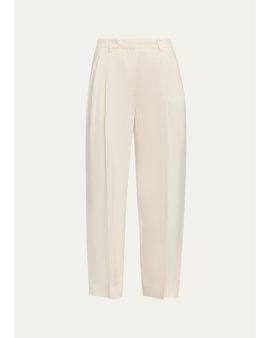 Toteme Garderob Double-Pleat Straight-Leg Ankle Trousers