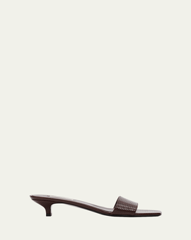 Toteme Lizard Leather Kitten-Heel Sandals