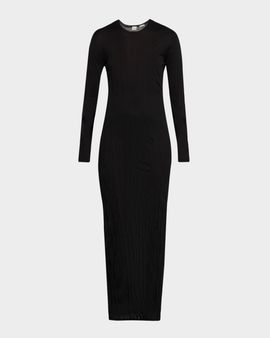 Toteme Long-Sleeve Crinkle Knit Maxi Column Dress