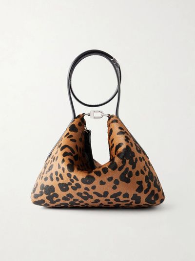 TOTEME Lucky Wristlet leather-trimmed leopard-print calf hair shoulder bag