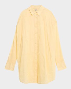 Toteme Monogram Embroidered Cotton Long Summer Shirt