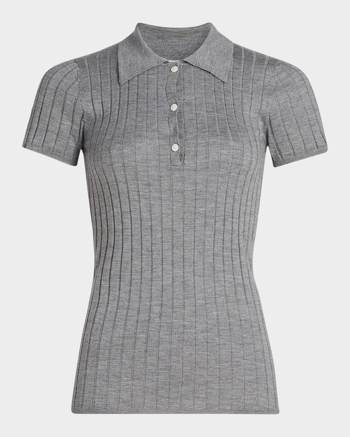 Toteme Ribbed Cashmere Silk Polo Shirt