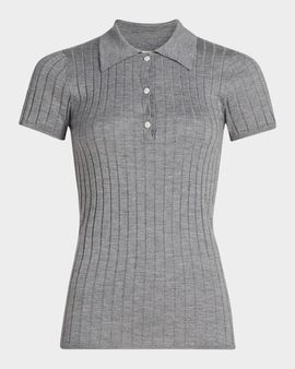 Toteme Ribbed Cashmere Silk Polo Shirt