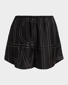 Toteme Silk Stitched-Logo Shorts