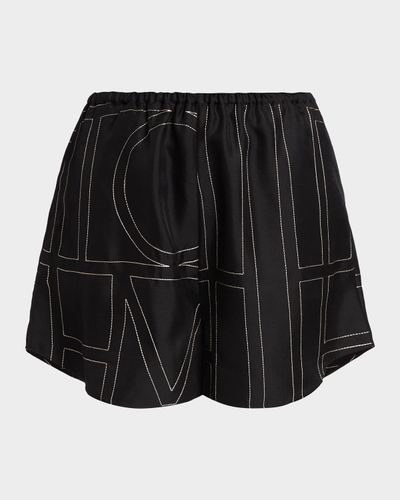 Toteme Silk Stitched-Logo Shorts