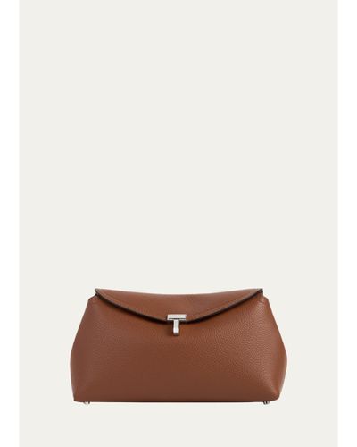 Toteme T-Lock Soft Textured Palmellato Leather Clutch
