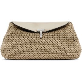 TOTEME TOTEME Beige Mini T-Lock Woven-Leather Clutch