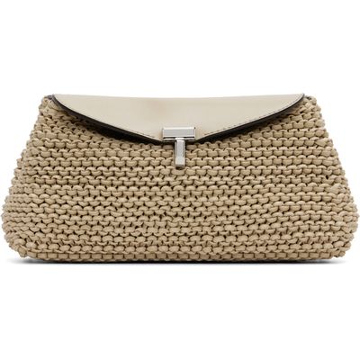TOTEME TOTEME Beige Mini T-Lock Woven-Leather Clutch