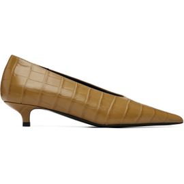 TOTEME TOTEME Beige Sharp Croco-Embossed Kitten Heels