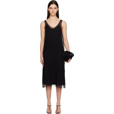 TOTEME TOTEME Black Chiffon Slip Midi Dress