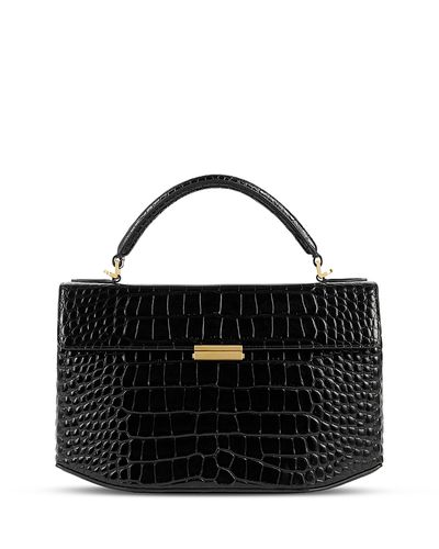 Toteme Toteme Black Croco Embossed Leather Box Bag