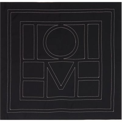 TOTEME TOTEME Black Embroidered Monogram Silk Scarf