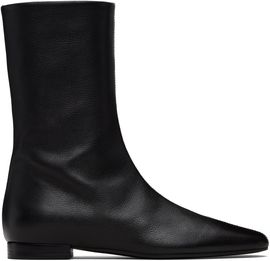 TOTEME TOTEME Black Grained Leather Ankle Boots