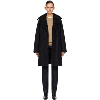 TOTEME TOTEME Black Shearling Cotton Parka Coat