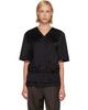 TOTEME TOTEME Black V-Neck Satin Pullover Top - 1