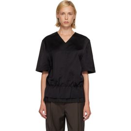 TOTEME TOTEME Black V-Neck Satin Pullover Top