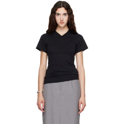 TOTEME TOTEME Black Wide-Ribbed V-Neck T-shirt