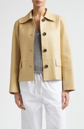 TOTEME TOTEME Bonded Lambskin Leather Jacket