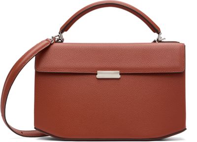 TOTEME TOTEME Brown Clip Grained-Leather Top Handle Bag