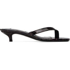 TOTEME TOTEME Brown Croco-Embossed Heeled Flip-Flops