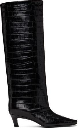 TOTEME TOTEME Brown Croco-Embossed Wide Shaft Tall Boots