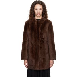 TOTEME TOTEME Brown Short Silky Shearling Coat